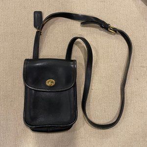Vintage Coach Scooter Sidepack 9978 Leather Crossbody Purse - Black